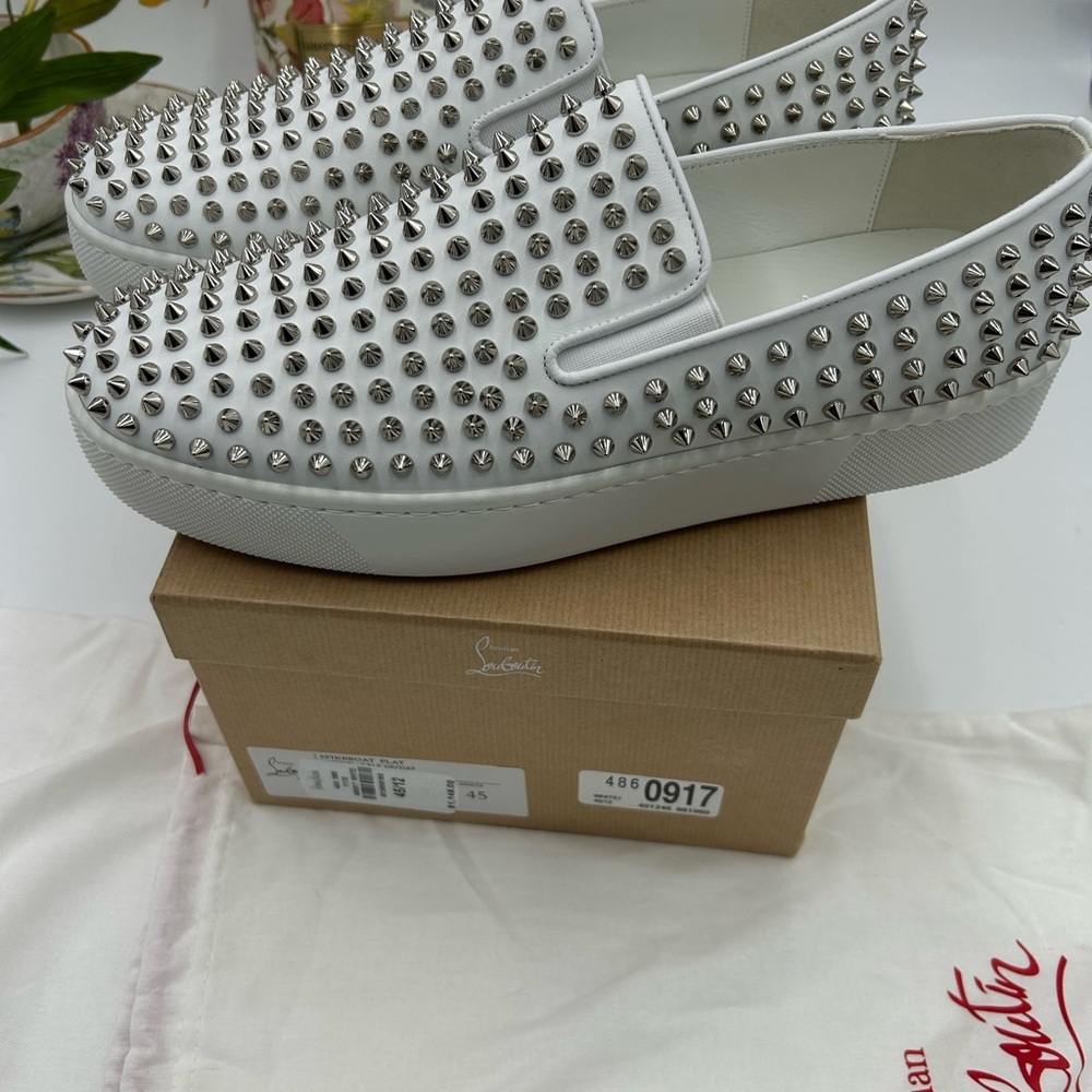 Men's Christian Louboutin roller boat  spiked sneakers size 45 made in Italy - Picture 5 of 11
